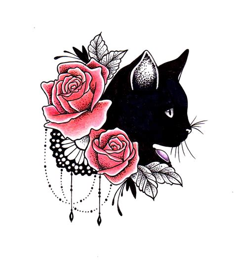 Flowers, little black kitty and cute little whiskers. Trendy Tattoos, Cute Tattoos, New Tattoos ...