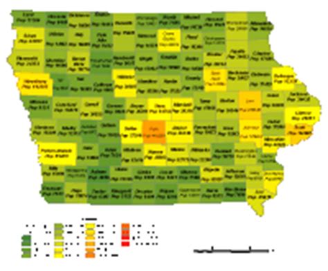 Editable Iowa County Populations Map - Illustrator / PDF | Digital ...