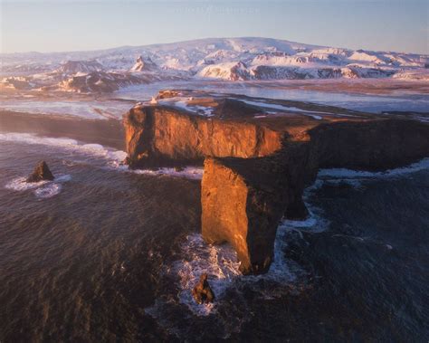 Dyrhlaey Cliffs at Sunset, Iceland Aerial Photography - Michael Shainblum Photography