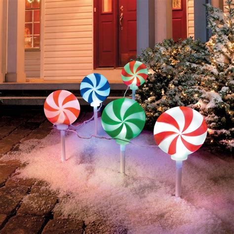 Peppermint Christmas Pathway Lights | Christmas pathway lights, Outdoor christmas decorations ...