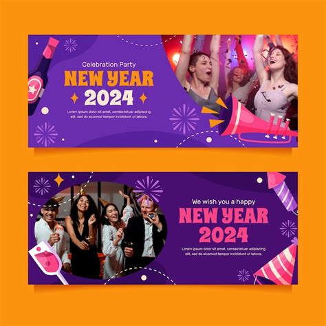 Free Vector | Flat horizontal banner template for new year 2024 celebration