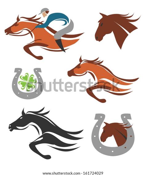 Set Horse Racing Icons Symbols Vector Stock Vector (Royalty Free) 161724029 | Shutterstock