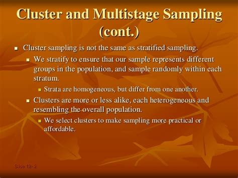 Cluster and multistage sampling