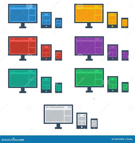 Flat Design Style Responsive Device Icons Stock Photo - Illustration of device, kindle: 33419502