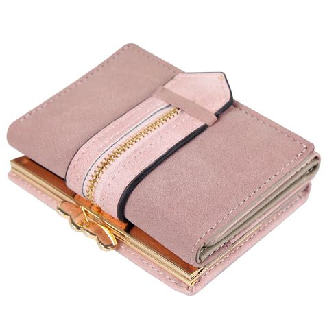 Ladies Wallet Female Small Nubuck Leather Wallet Three Fold Drawstring Hasp Clutch Money Bag ...