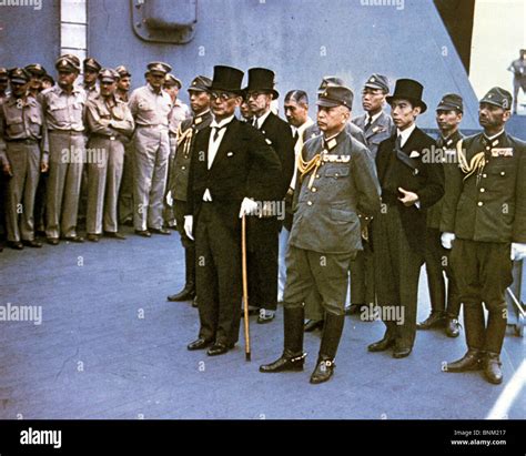 SURRENDER OF JAPAN aboard the USS Missouri in Tokyo Bay 2 September 1945 - see Description below ...