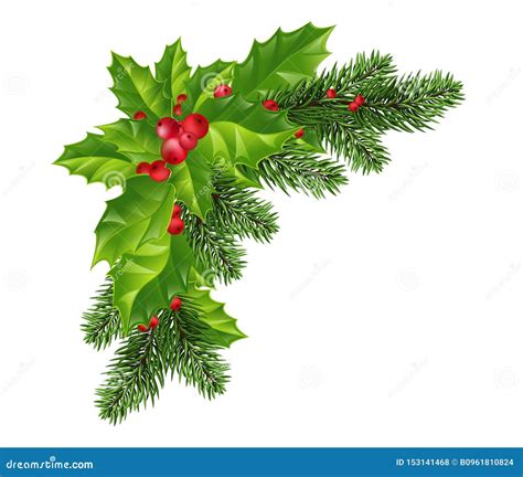 Christmas Decorations: Christmas Tree Branches and Holly with Red ...