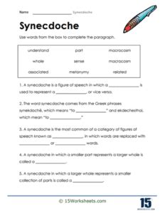 Synecdoche Worksheets - 15 Worksheets.com