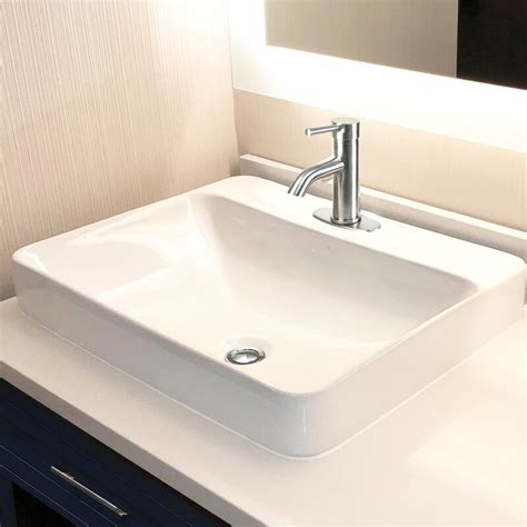 Nantucket Sinks Vitreous China Rectangular Drop-In Bathroom Sink with ...