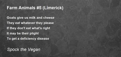 Farm Animals #5 (Limerick) Poem by Spock the Vegan - Poem Hunter