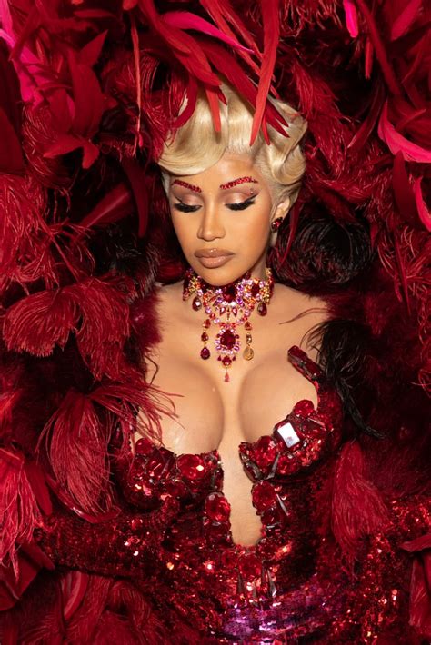 See Cardi B's Red Feathered Dress at Paris Fashion Week 2021 | POPSUGAR Fashion Photo 5