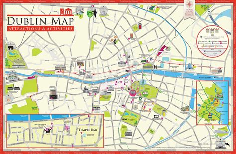 Map of Dublin tourist: attractions and monuments of Dublin