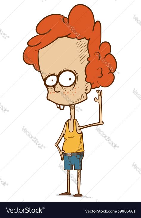 Cartoon funny redhead boy character Royalty Free Vector