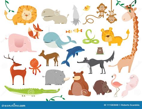 Ejemplos Lindos Creativos Del Vector De Los Animales Salvajes ...