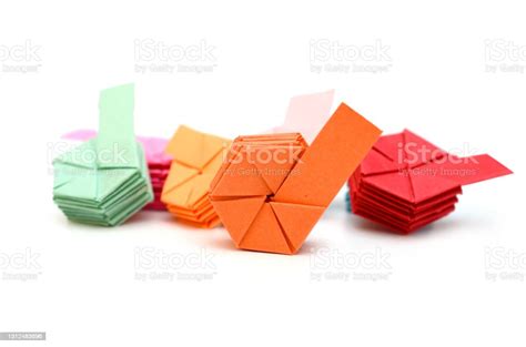 Colorful Origami Hexagon Modular Pile Stock Photo - Download Image Now ...