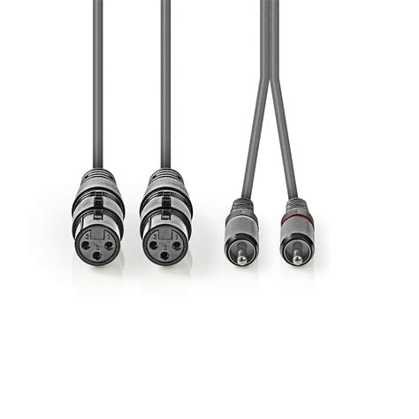 XLR Audio Cable | 2x XLR 3-Pin Female – 2x RCA Male Grey – Avaaa