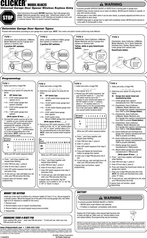 Clicker Keypad Garage Door Opener Manual | Dandk Organizer