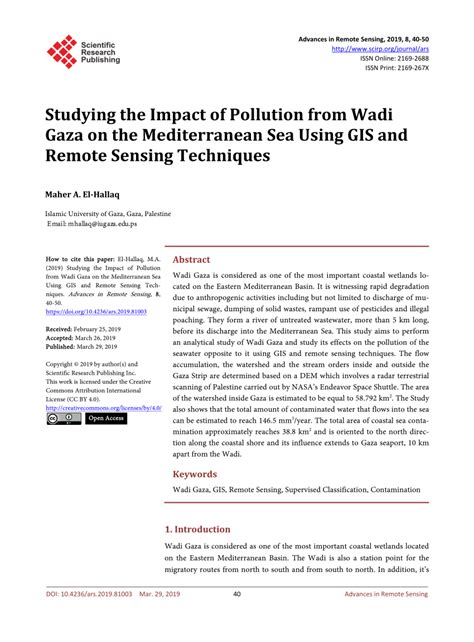 (PDF) Studying the Impact of Pollution from Wadi Gaza on the ...