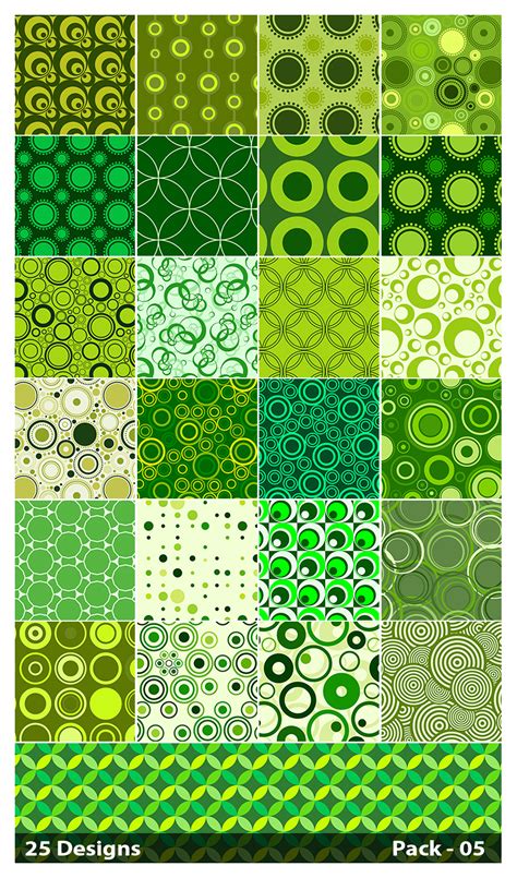 25 Green Seamless Circle Pattern Background Vector Pack 05