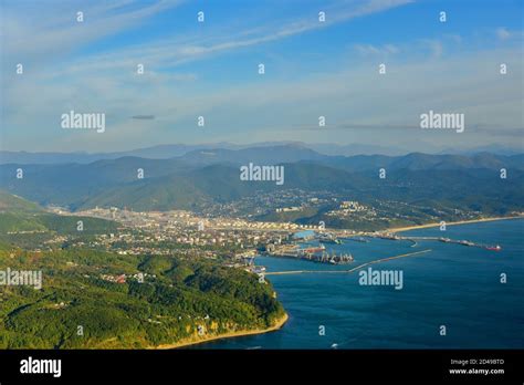 Aerial view of the city of Tuapse and the Black Sea Stock Photo - Alamy