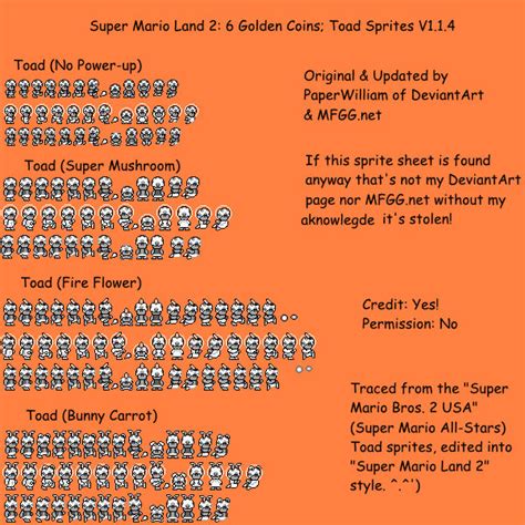 Super Mario Land 2 Toad Sprites V1.1.4 by PaperWilliam on DeviantArt