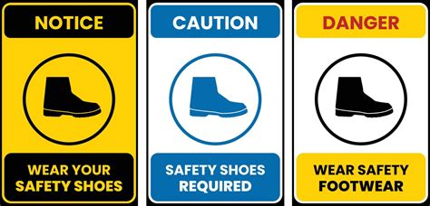 Wear safety shoes sign and label vector 22893445 Vector Art at Vecteezy