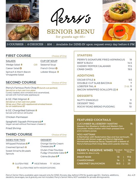 Senior Menu - Perry's Steakhouse & Grille