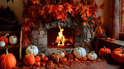 Cozy Autumn Fireplace Sounds 8h - Relaxing Autumn Ambience - Halloween ...