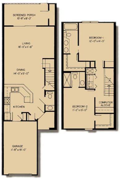 2 Bedroom Townhome Floor Plan at Asbury Park – Goldelm