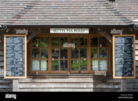 Bettys tea house kiosk in RHS Harlow Carr gardens, Harrogate, England ...