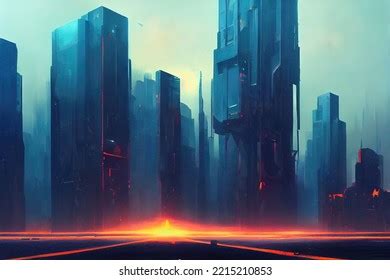 Future Cyberpunk City Illustration Concept Art Stock Illustration ...