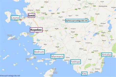 Map of Turkey holiday resorts - Map of Turkey holiday resorts side (Western Asia - Asia)