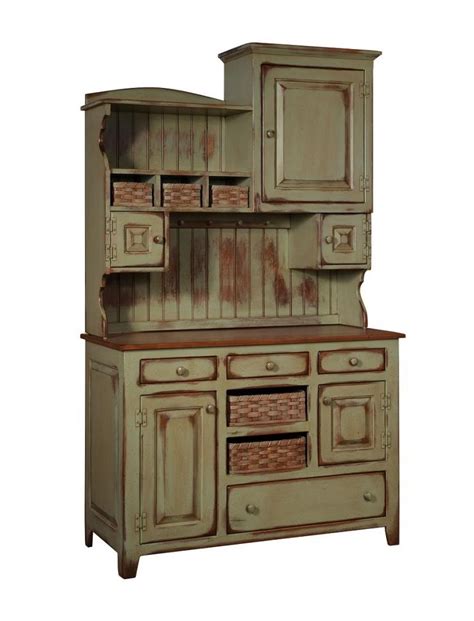 Amish Country Kitchen Hutch Farm House Pantry Cupboard Wood Primitive ...