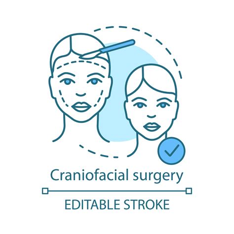 Craniofacial surgery concept icon. Head, face, neck deformities idea thin line illustration ...