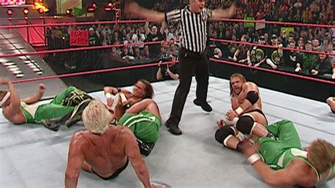 Ric Flair, Shawn Michaels & Triple H defeat the Spirit Squad with the ...