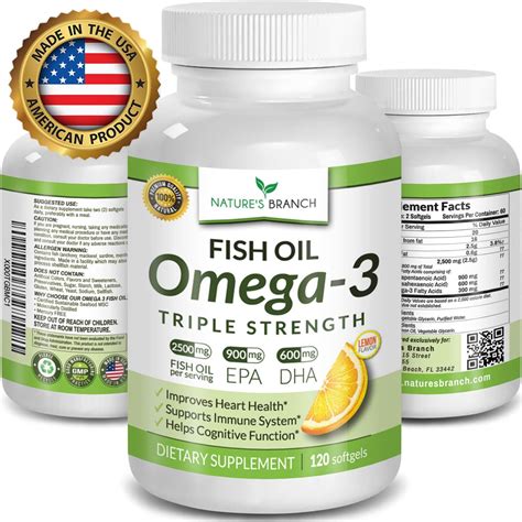 Best Triple Strength Omega 3 Fish Oil Pills 2500mg Burpless High ...