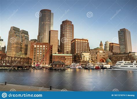 Boston City Skyline at Sunrise Massachusetts USA Stock Photo - Image of ...