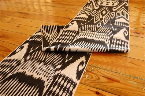 Black silk ikat fabric by the yard ikat upholstery fabric | Etsy