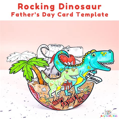 Rocking Dinosaur Father's Day Card Template - Arty Crafty Kids