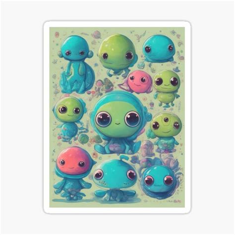 "#4 "Cute Alien Doodle Themed Design: Playful Extraterrestrial Illustrations"" Sticker for Sale ...