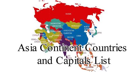 Asia continent countries and capitals list