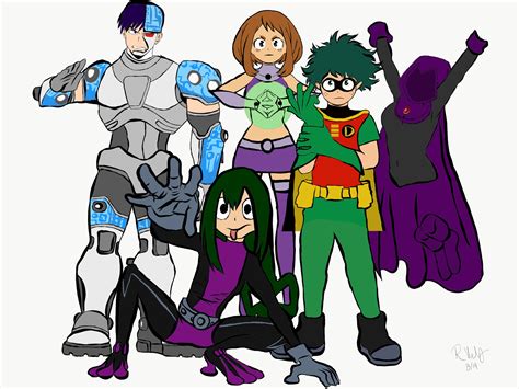 My version of crossover fan art BNHA x Teen Titans : r/BokuNoHeroAcademia