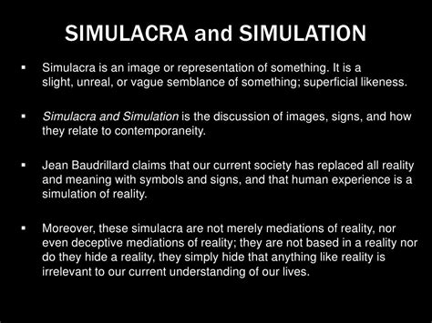 Simulacra and simulation