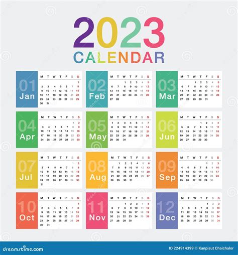 Free Colorful 2023 Calendar Vector Calendar Printables Calendar - Riset