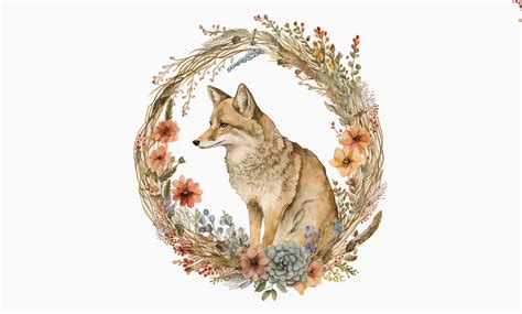 Coyote Floral Watercolor Graphic by Poster Boutique · Creative Fabrica