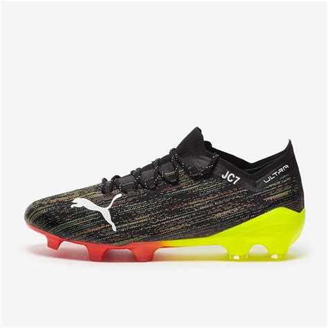 Puma Ultra 1.2 FG/AG - Black/White/Yellow - Firm Ground - Mens Soccer ...