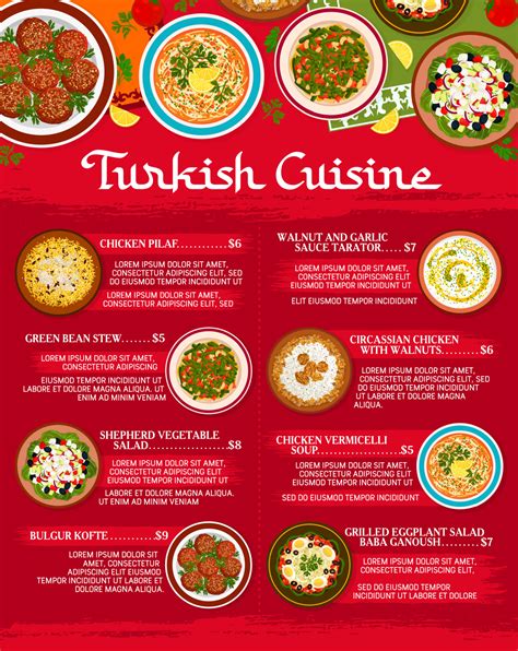 Turkish cuisine restaurant meals menu vector page 11865158 Vector Art ...