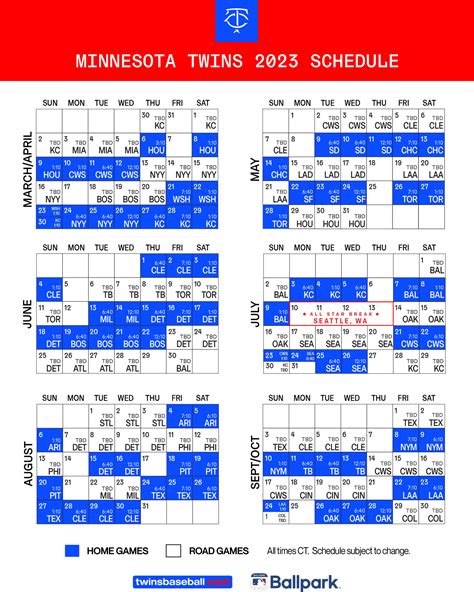 Mn Twins Schedule Printable