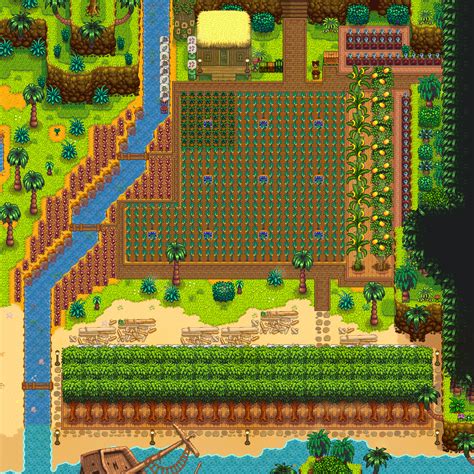 Ginger Island - Fall | Stardew valley layout, Stardew valley, Stardew valley farms