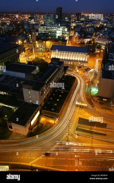 Birmingham City Centre at Night showing Paradise Circus and The Town ...